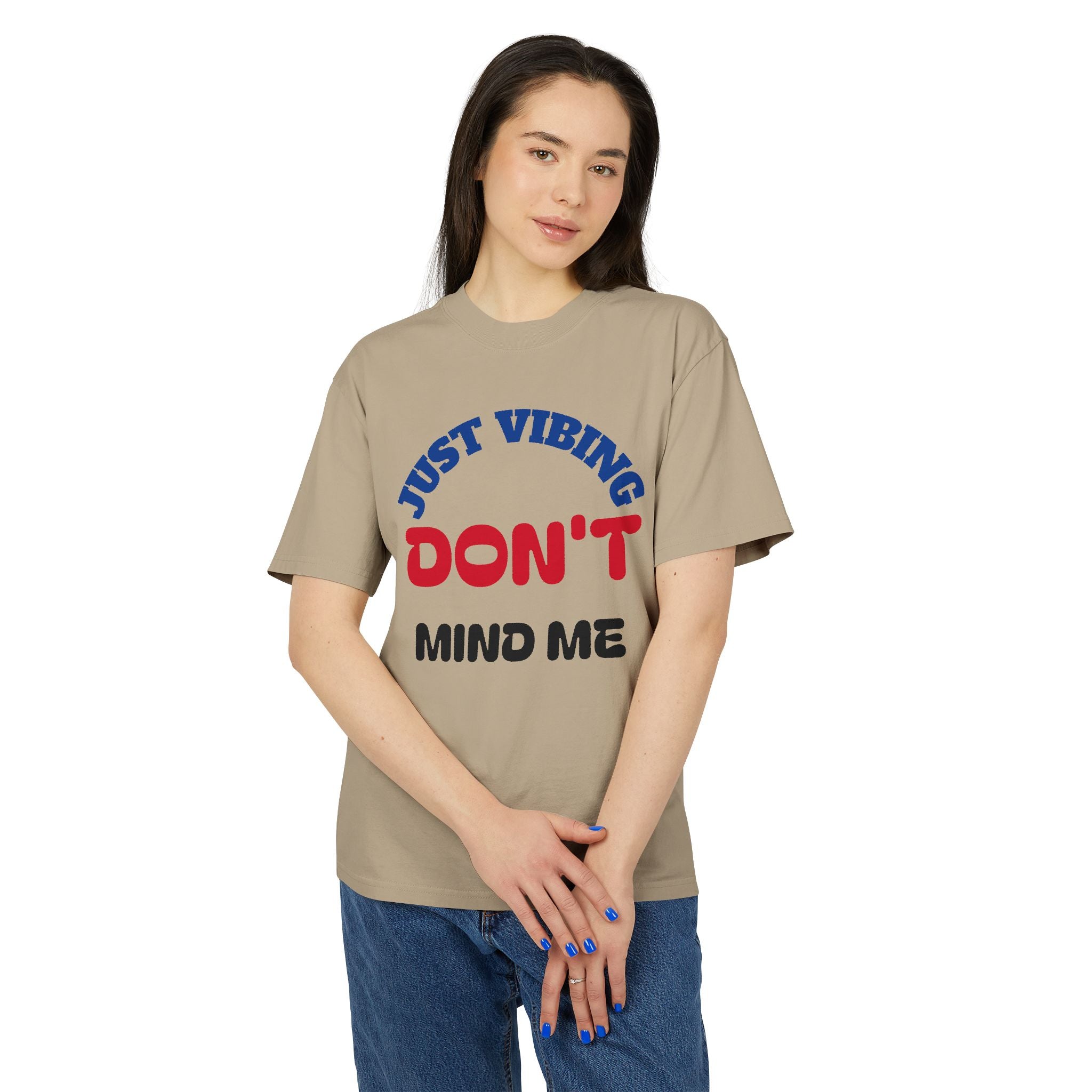 Just Vibing Unisex Heavy Faded Tee, Casual Graphic Shirt, Relaxed Fit Top, Trendy Gift for Friends, Everyday Wear, Summer Fashion